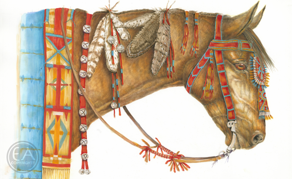 Horses of the West Medicine Man's Horse. Watercolor.