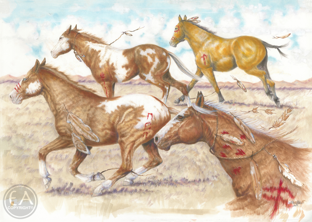 Horses of the West Title: Cut and Run-the Stolen, watercolor.