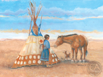 Plains Indian Life - Piegan Girl and Horse